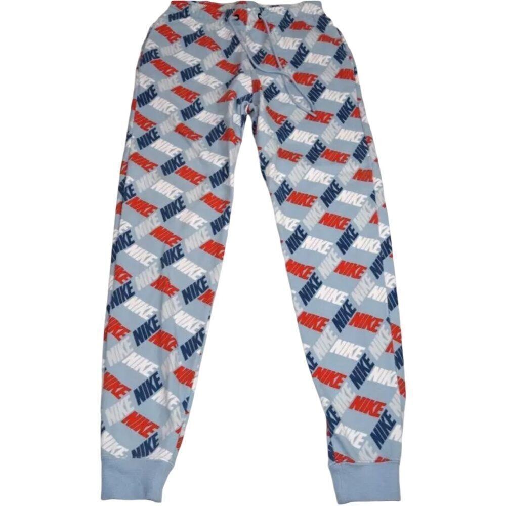 Nike Retro Blue With Block Letter Allover Jogger Pants